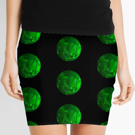 Basketball Shamrock Lucky Clover Irish St Patrick Women's Mini Skirts