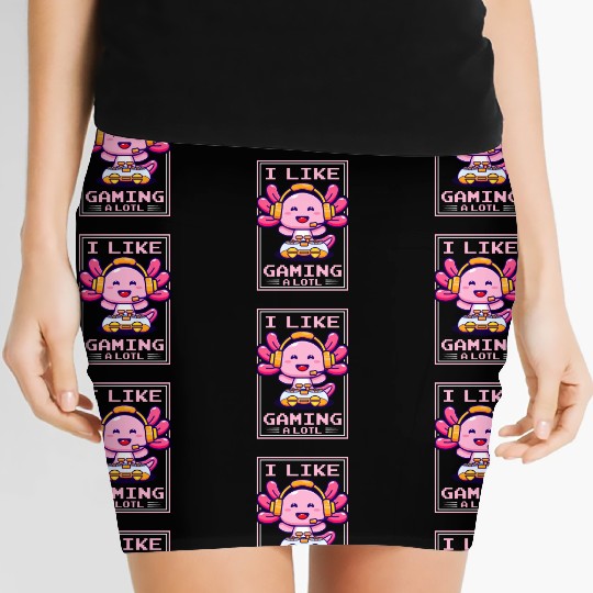 Gaming, Axolotl, Gaming, Video Game, Unicorn Gamer Women's Mini Skirts