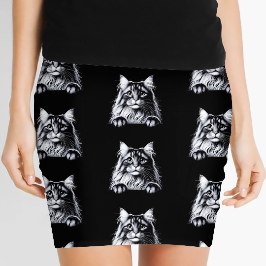 More Treats persian 2- Cute realistic cat drawing Women's Mini Skirts