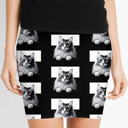 More Treats persian 1- Cute realistic cat drawing Women's Mini Skirts