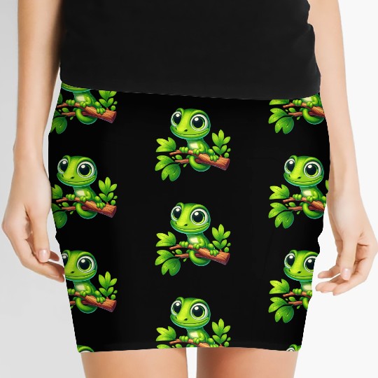Green Anole Lizard Women's Mini Skirts