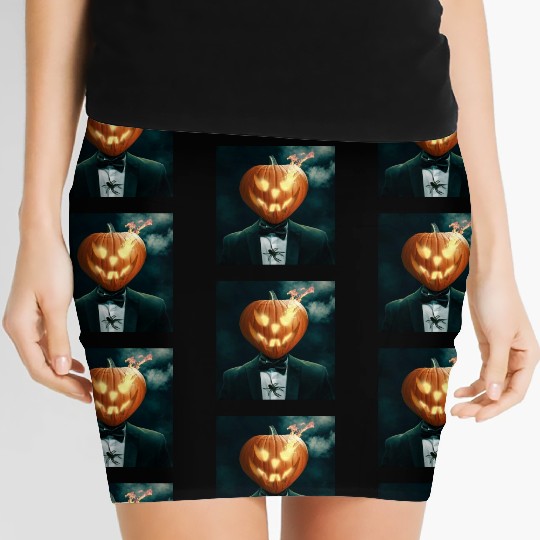 People with pumpkin face Women's Mini Skirts