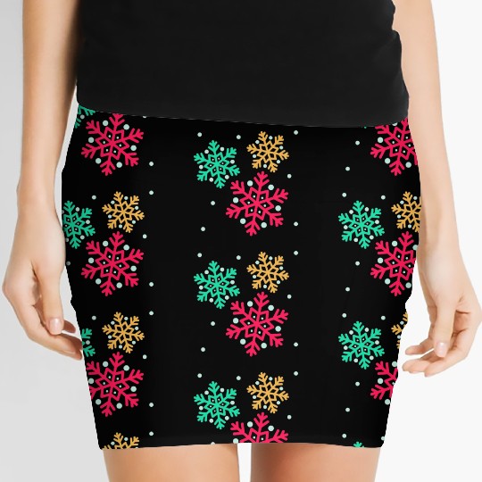 Snowflake, Winter sports Women's Mini Skirts