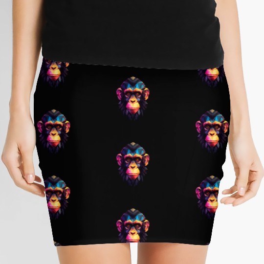 Geometric Style Chimpanzee Women's Mini Skirts