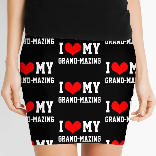 I Love My Grandma Amazing Puns Fun Mothers Day Kid Women's Mini Skirts