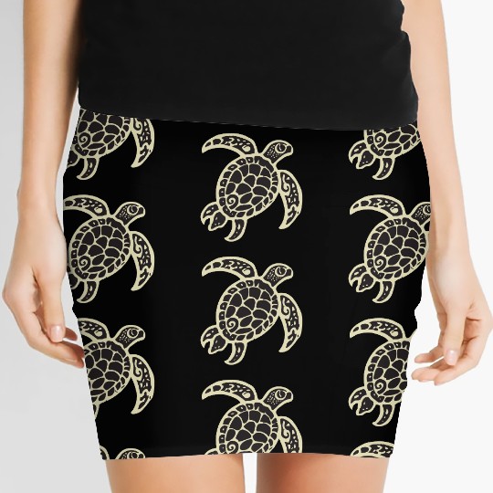 Sea Turtle Design 2 Color Vector Women's Mini Skirts
