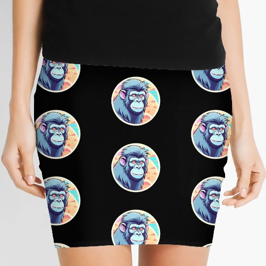 Ape Monkey Illustration Women's Mini Skirts