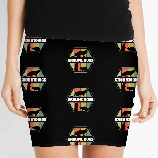 Groundhogs Silhouette Retro Vintage Groundhog Day Women's Mini Skirts