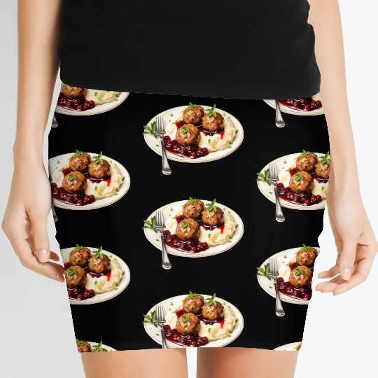 Swedish Meatballs Served With Mashed Potatoes and Women's Mini Skirts