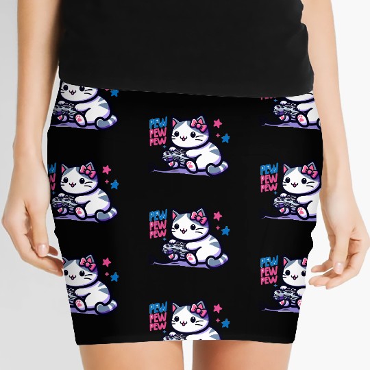Cat Play Console Game Pew Pew Pew Women's Mini Skirts