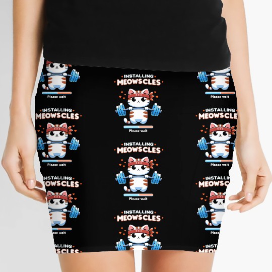 Meowscle Gym Workout Cat ,Installing meowscles Women's Mini Skirts