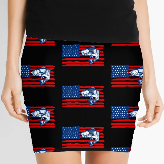 American Flag Bass Fishing Women's Mini Skirts