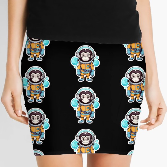 Monkey Ape Astronaut Illustration Women's Mini Skirts