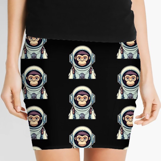 Monkey Ape Astronaut Illustration Women's Mini Skirts