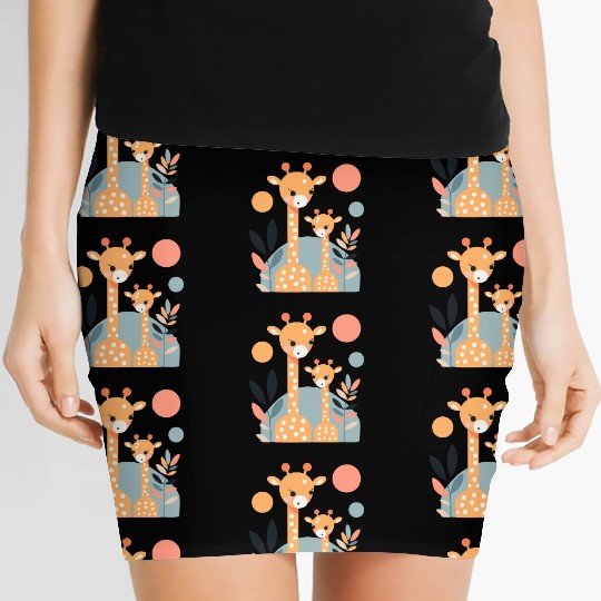 Giraffe Family Women's Mini Skirts