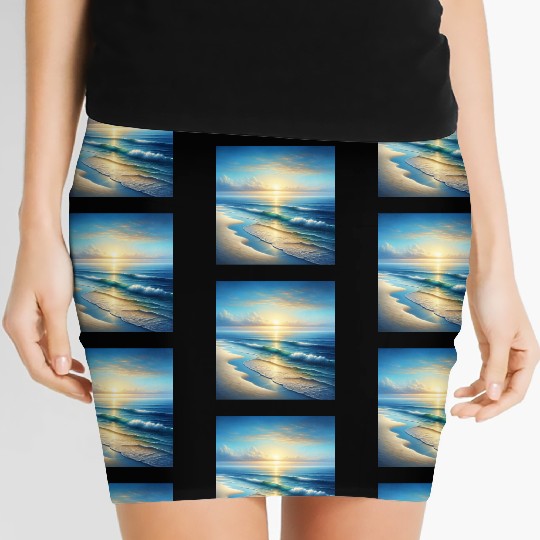Serene Seaside Sunrise Women's Mini Skirts