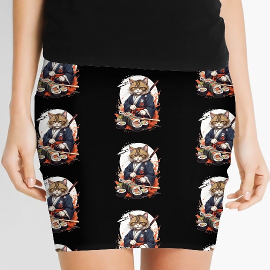 Cat Samurai Sushi Women's Mini Skirts