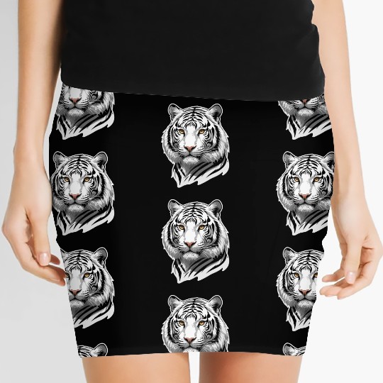Siberian Stare - Monochrome Tiger Essence Women's Mini Skirts