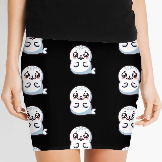 Playful Seal Cartoon Women's Mini Skirts