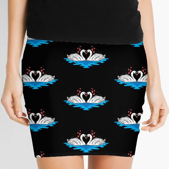 Couple Heart Swan Husband and Wife Gift Women's Mini Skirts