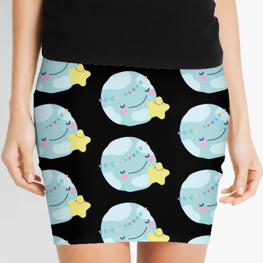 Moon and star Women's Mini Skirts