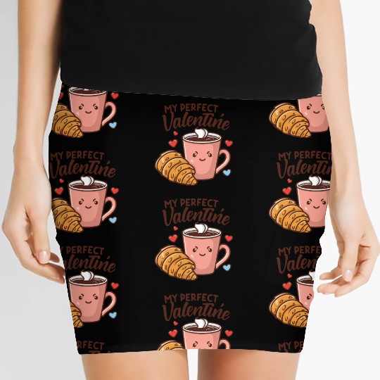 Coffee and Croissant | My Perfect Valentine Women's Mini Skirts