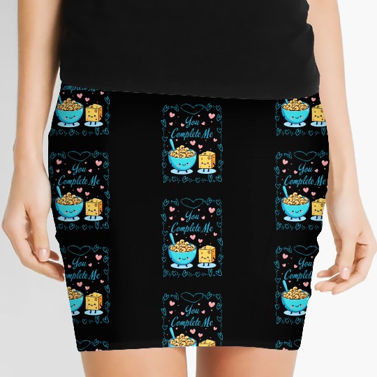 You Complete Me a cute kawaii noodles and cheese Women's Mini Skirts