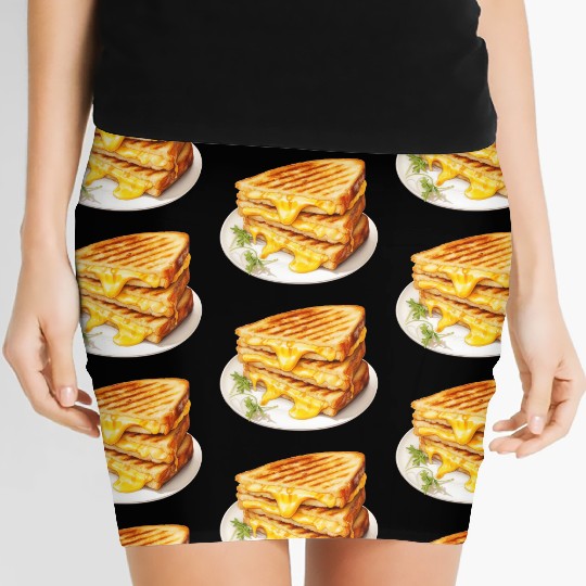 Plate of Grilled Cheese Sandwich Women's Mini Skirts