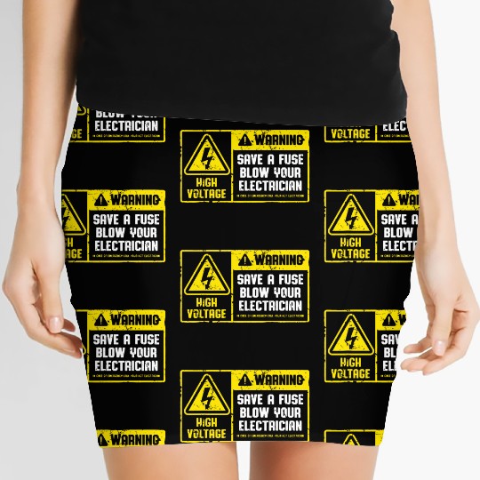Lineman Retro Vintage Electrician Save A Fuse Women's Mini Skirts