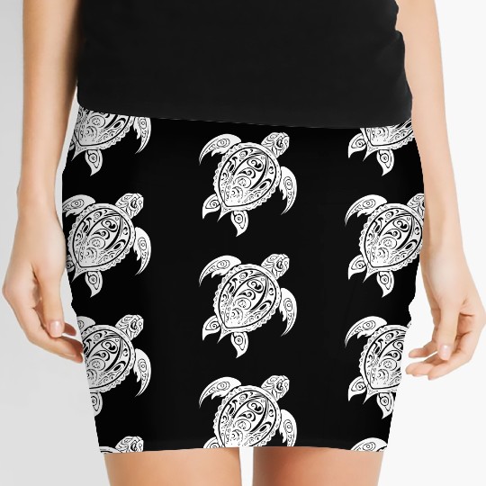 Vintage Abstract Wild Tattoo Turtle Women's Mini Skirts