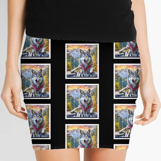DJ Wolf Wilderness Mix Women's Mini Skirts