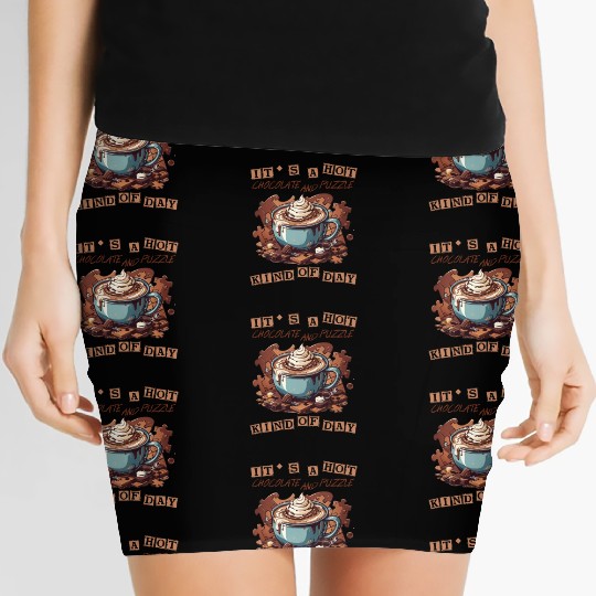 cute it hot chocolate and puzzle kind of day retro Women's Mini Skirts