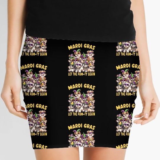 Mardi Gras Puppies Masquerade -Dog Lover Women's Mini Skirts