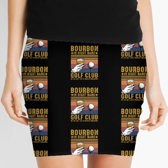 Bourbon Golf Funny Golfer Bourbon Lover Women's Mini Skirts