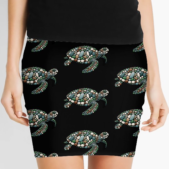 Serenity Swim - Stone Mosaic Sea Turtle Women's Mini Skirts