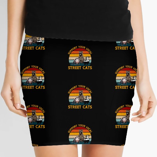 Support Your Local Street Cats Women's Mini Skirts,Opossum