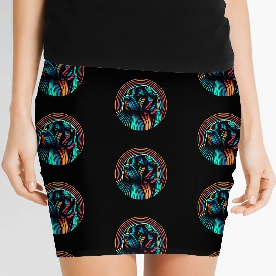 Neon Dog Art - Retro 80s Style Colorful Painting Women's Mini Skirts