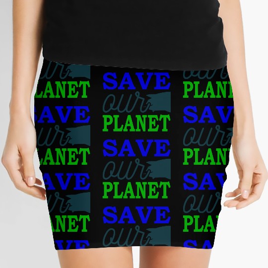 Save Our Planet Earth Print Women's Mini Skirts