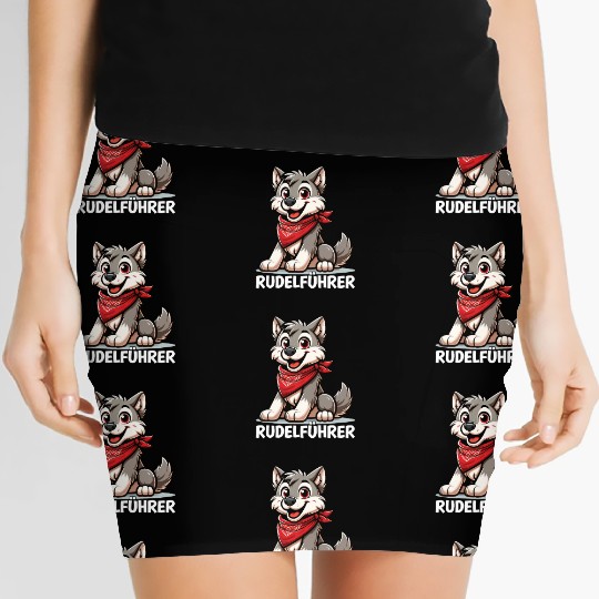 Adorable Wolf Pup Leader Design Women's Mini Skirts