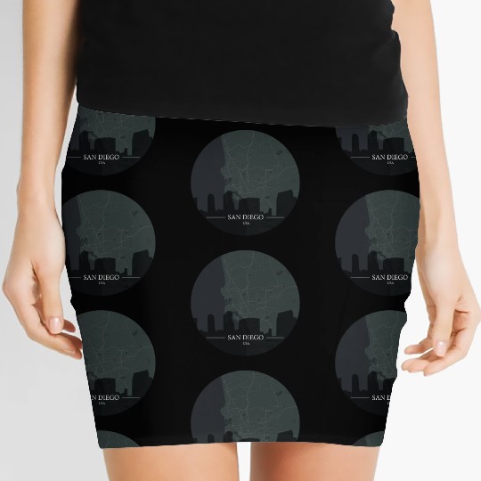 San Diego city with silhouette Women's Mini Skirts