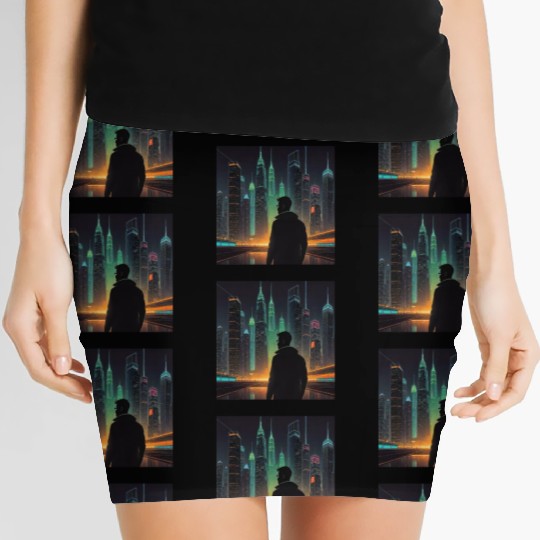 Neon Horizon: A Futuristic Cityscape Women's Mini Skirts