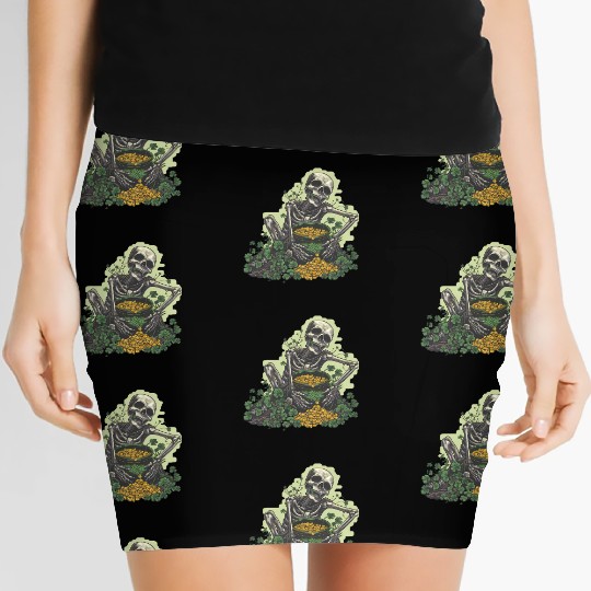 St Patricks Skeleton Pot of Gold Women's Mini Skirts