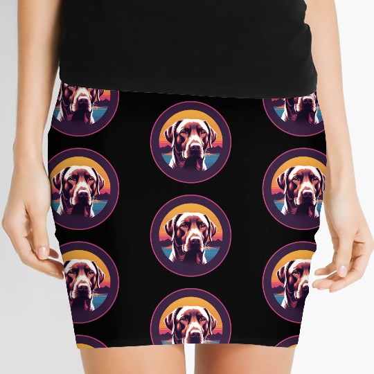 Synthwave Labrador Retriever Women's Mini Skirts