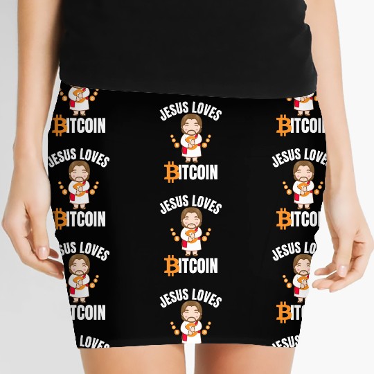 Jesus Loves Bitcoin Women's Mini Skirts