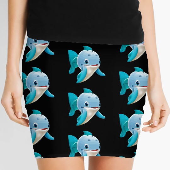 cute Dolphin cartoon Women's Mini Skirts