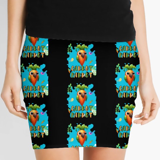 funny carrot parrot Women's Mini Skirts