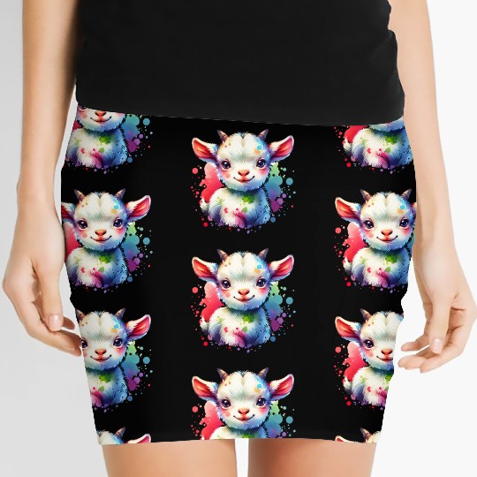 Cute Goat Lover Farm Animal Lamb Enthusiast Design Women's Mini Skirts