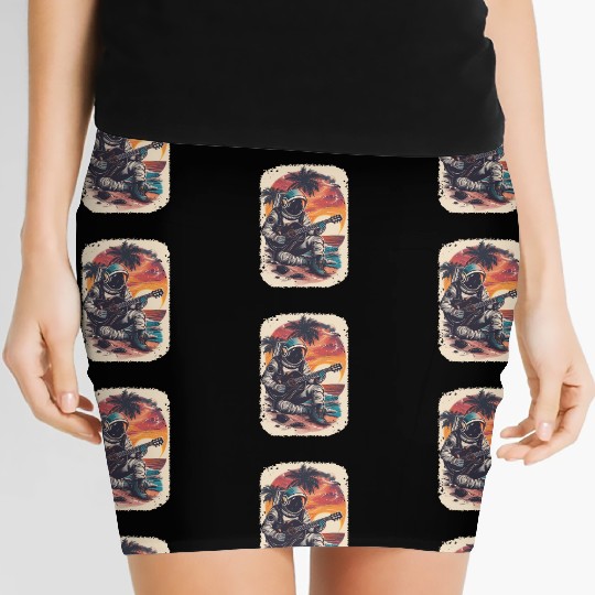 Astronaut Guitar Player Space Music Lover Women's Mini Skirts