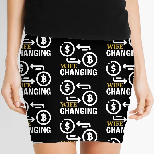 Black and Gold Wife Changing - Bitcoin Women's Mini Skirts
