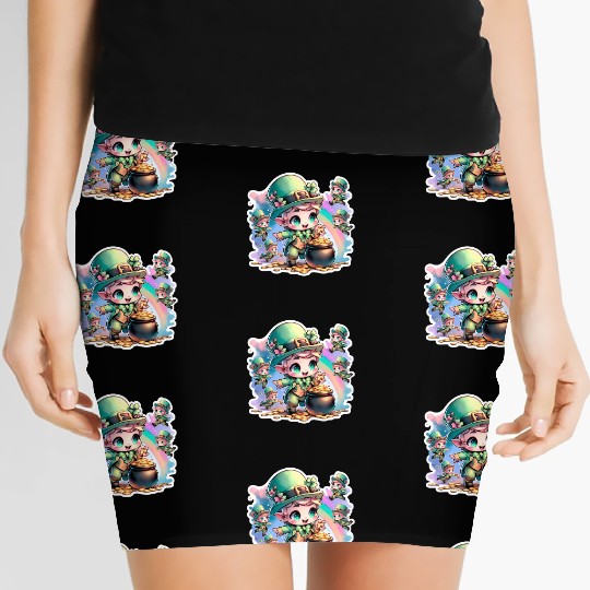 Saint Patrick's Day Chibi Leprechauns Women's Mini Skirts